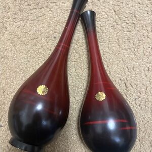 Japanese Bronze Elegant Red Black Vases